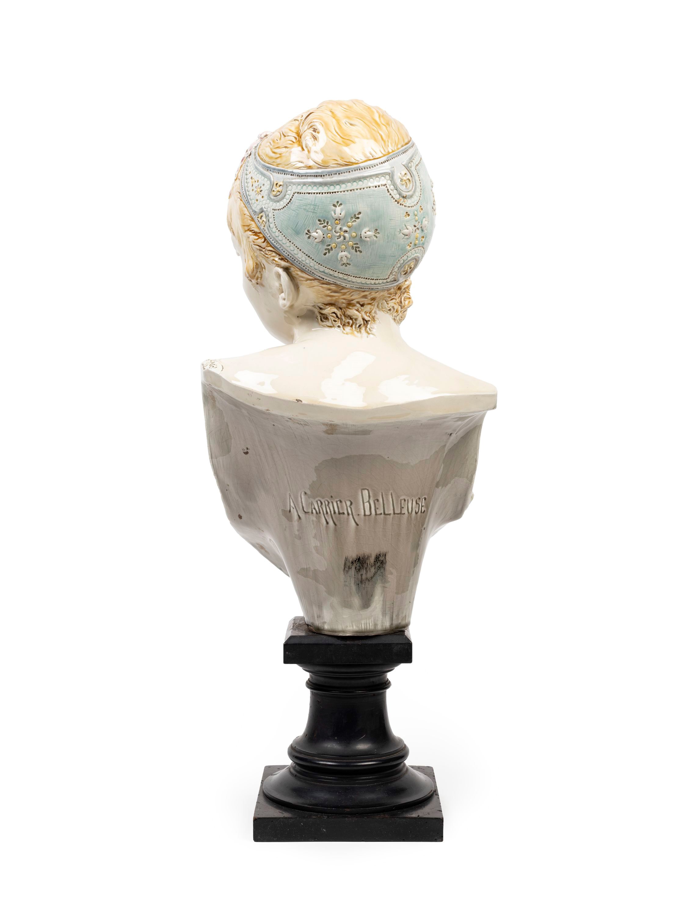 Albert Ernest Carrier Belleuse - Busto di donna in ceramica