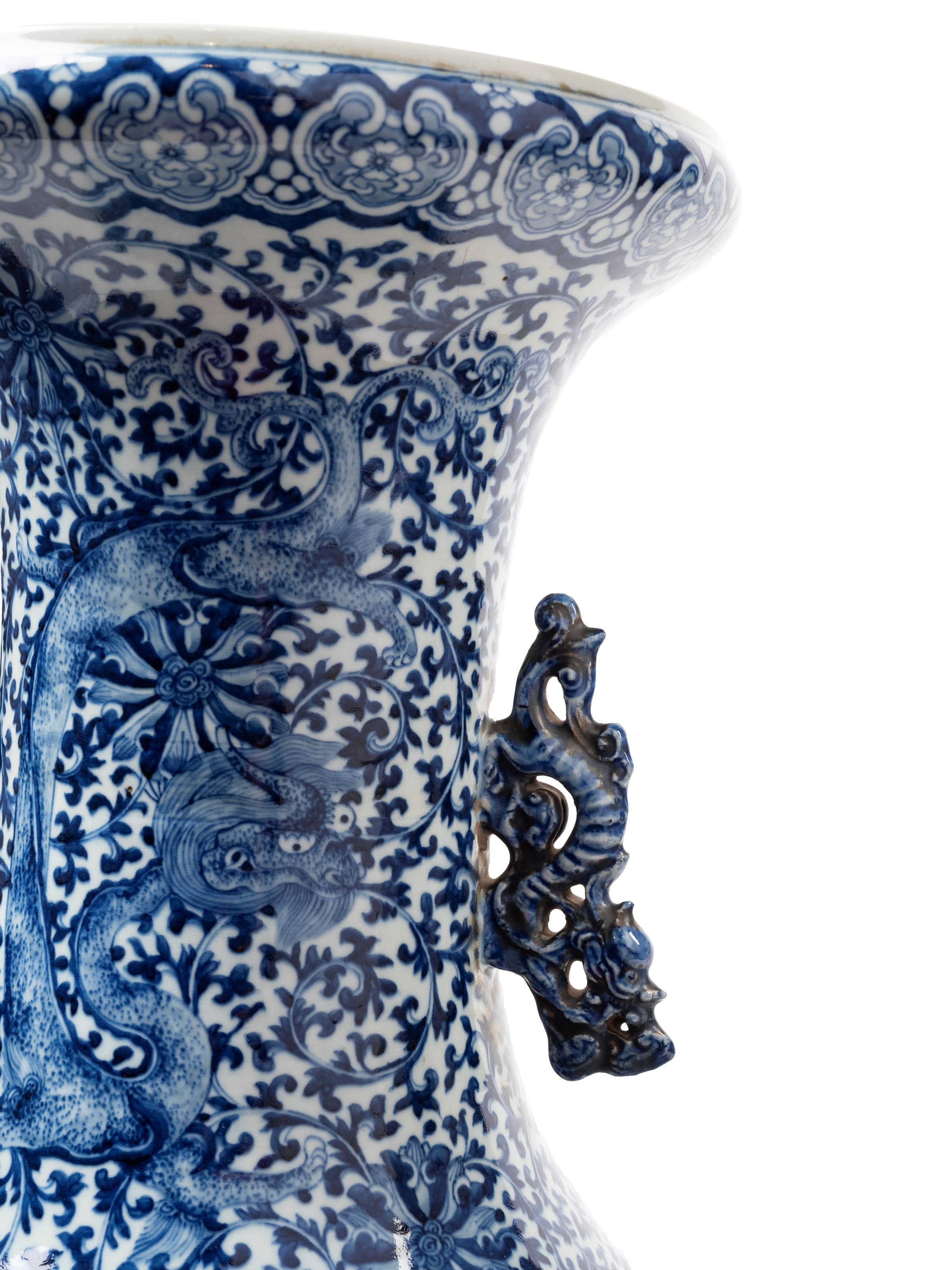 GRANDE VASO IN PORCELLANA BIANCO E BLU