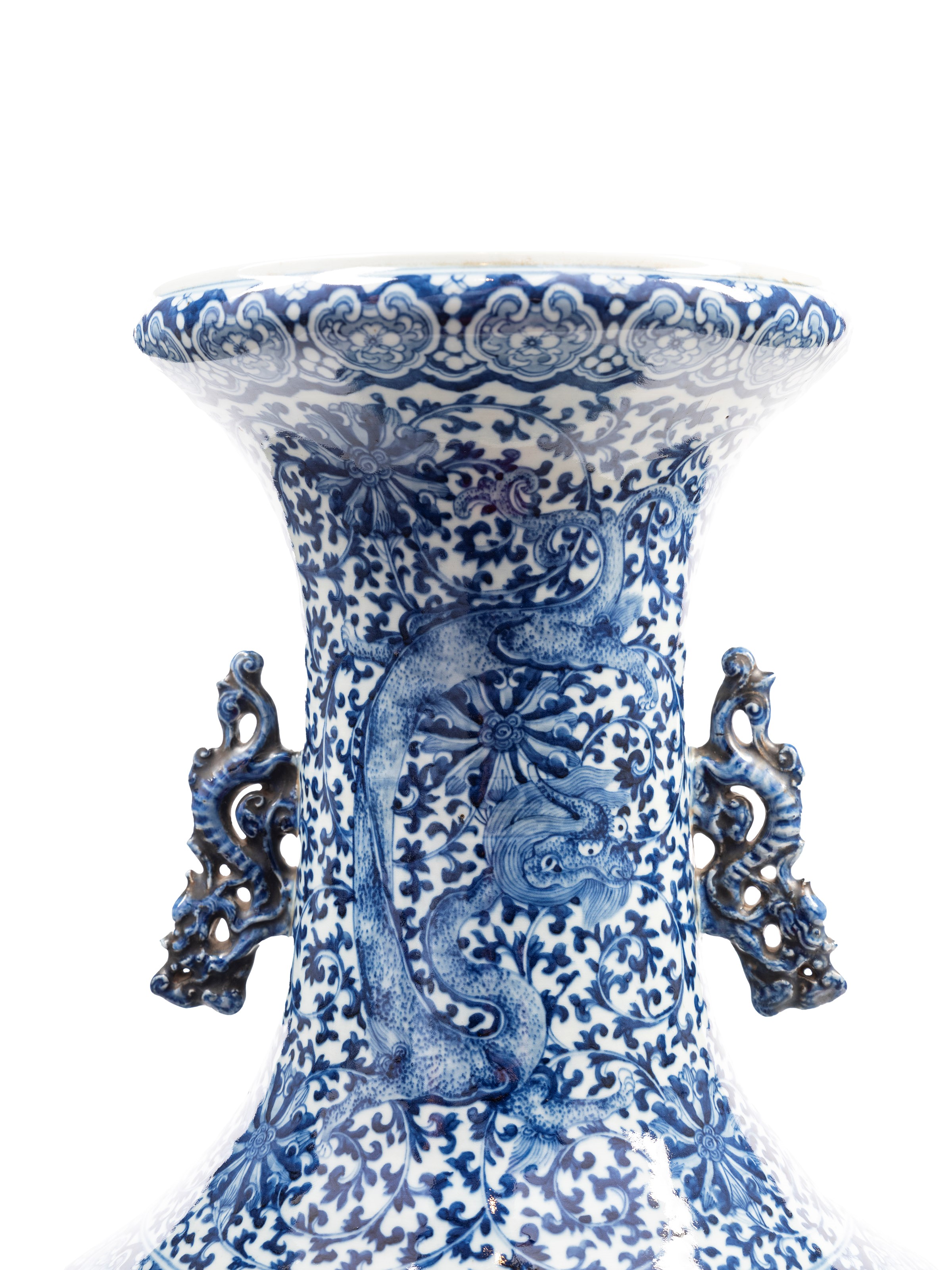 GRANDE VASO IN PORCELLANA BIANCO E BLU