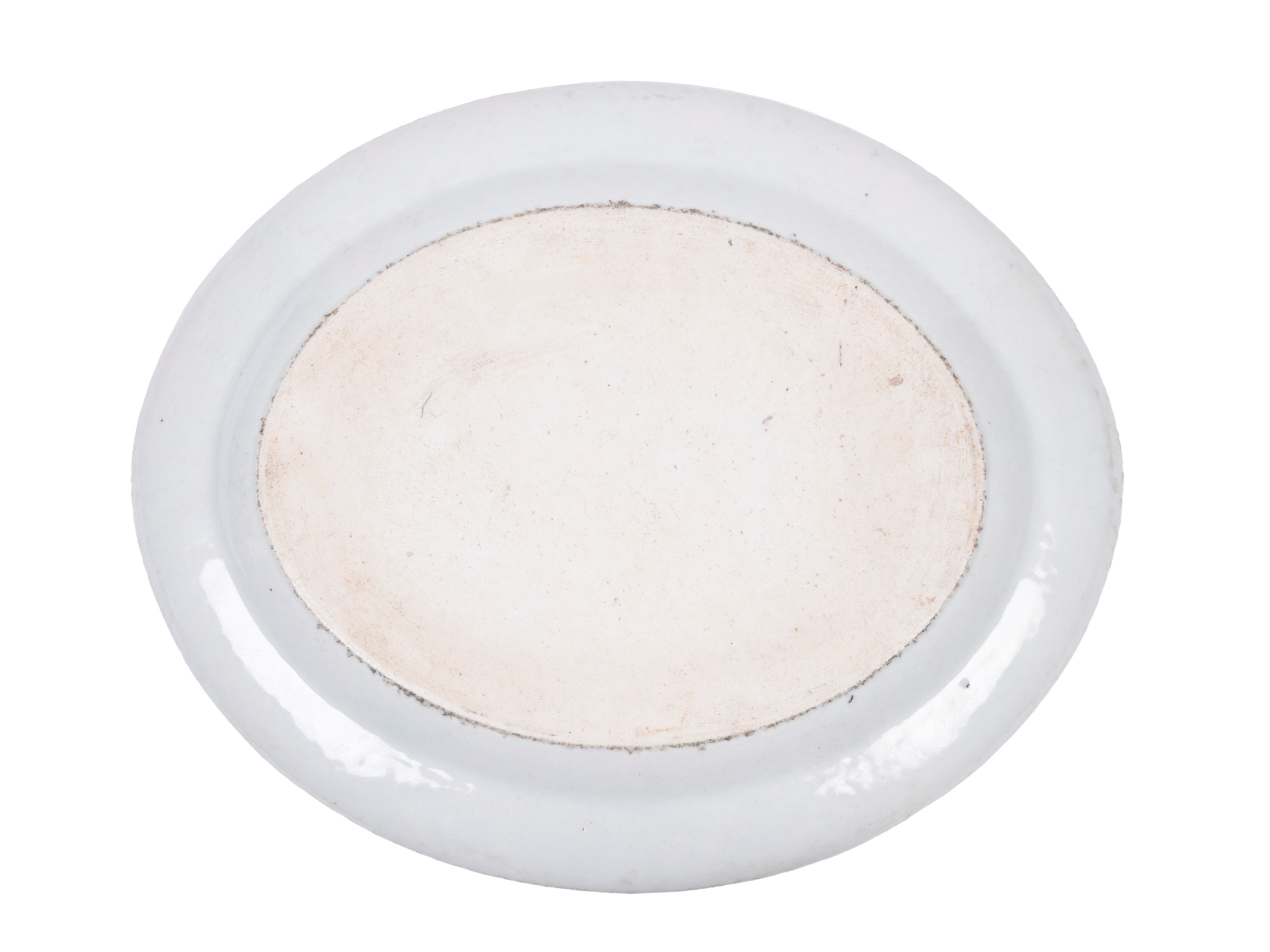 PIATTO OVALE IN PORCELLANA ARMORIALE FAMIGLIA ROSA