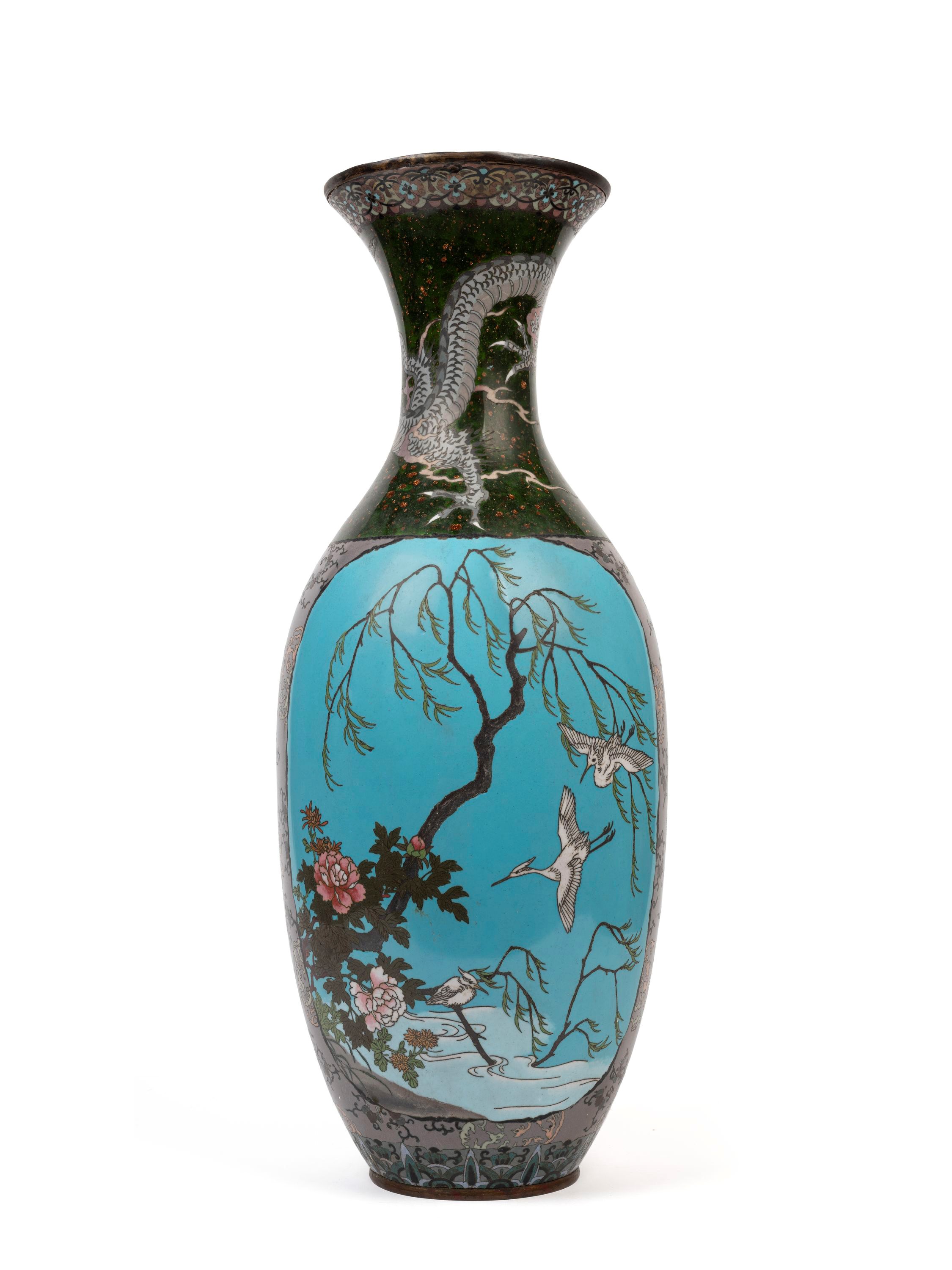 Vaso Cloisonné, Giappone, periodo Meiji, h 62 cm