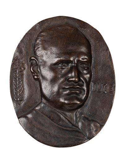 Piastra in bronzo raffigurante il busto del Duce, XX secolo