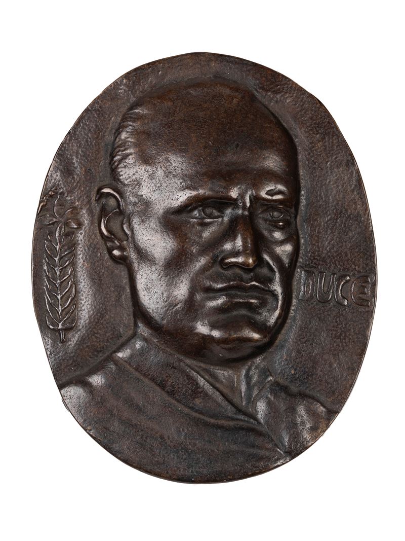 Piastra in bronzo raffigurante il busto del Duce, XX secolo