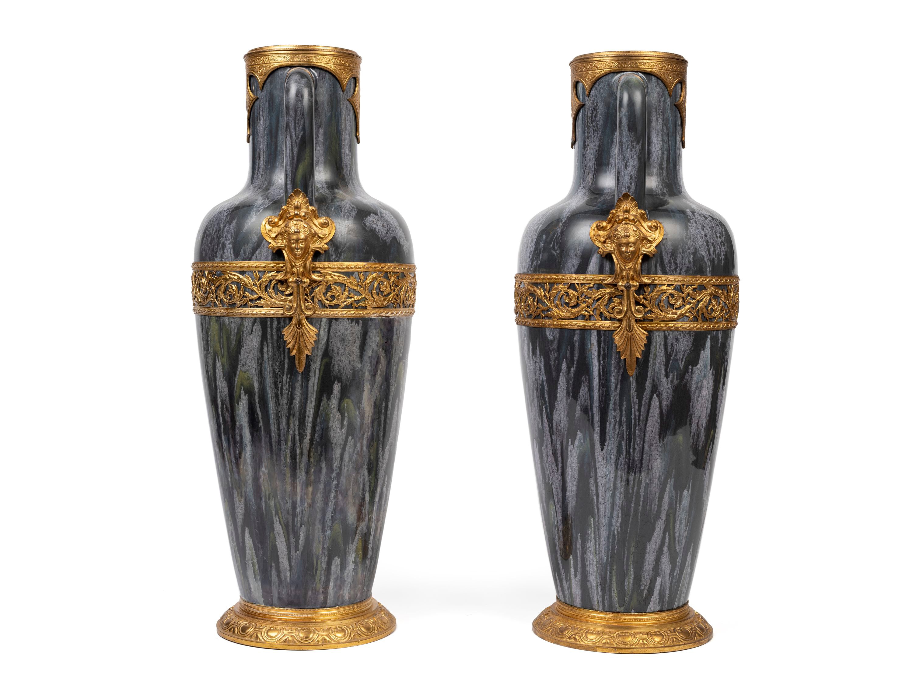Vasi decorativi in bronzo dorato, Francia, fine XIX secolo