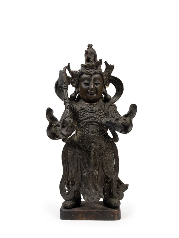 A LARGE BRONZE FIGURE OF WEITUO