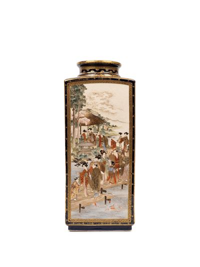 Ryozan, Vaso in ceramica Satsuma, Giappone, periodo Meiji