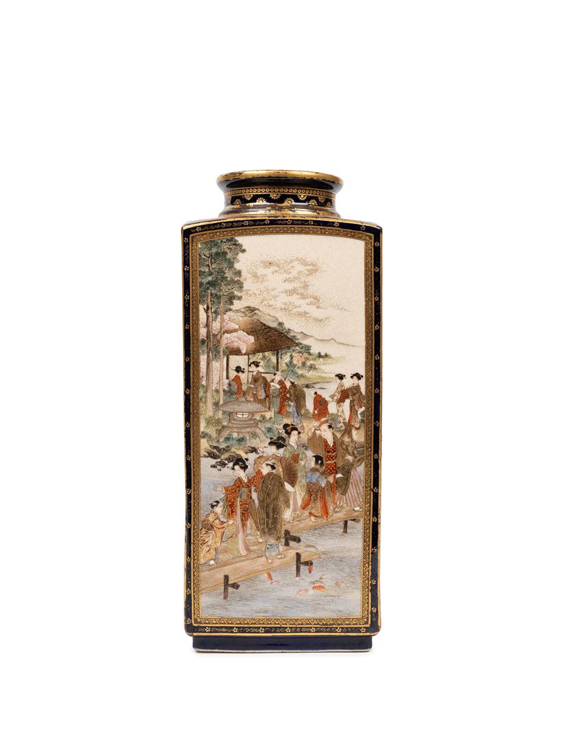 Ryozan, Vaso in ceramica Satsuma, Giappone, periodo Meiji