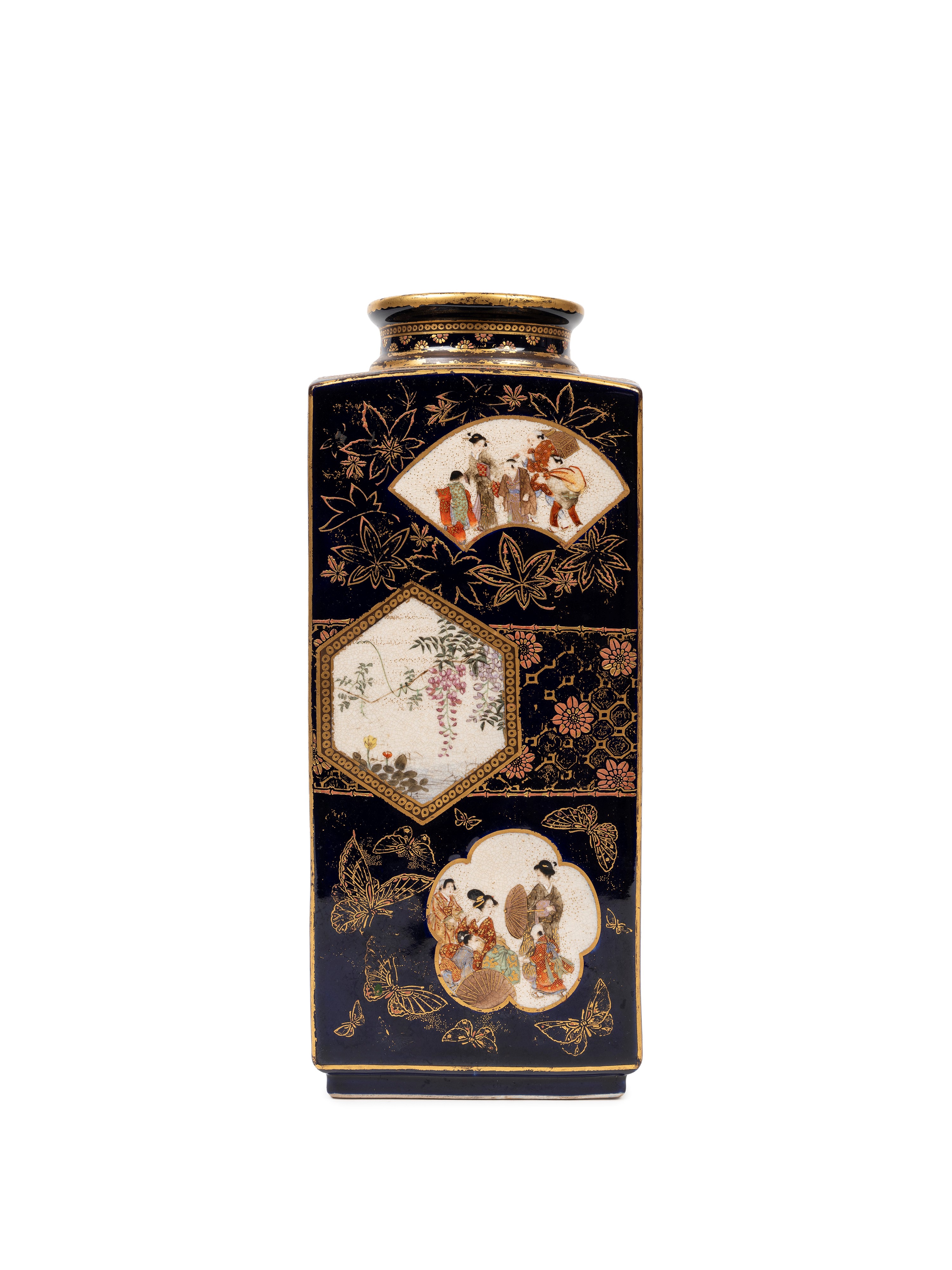 Ryozan, Vaso in ceramica Satsuma, Giappone, periodo Meiji
