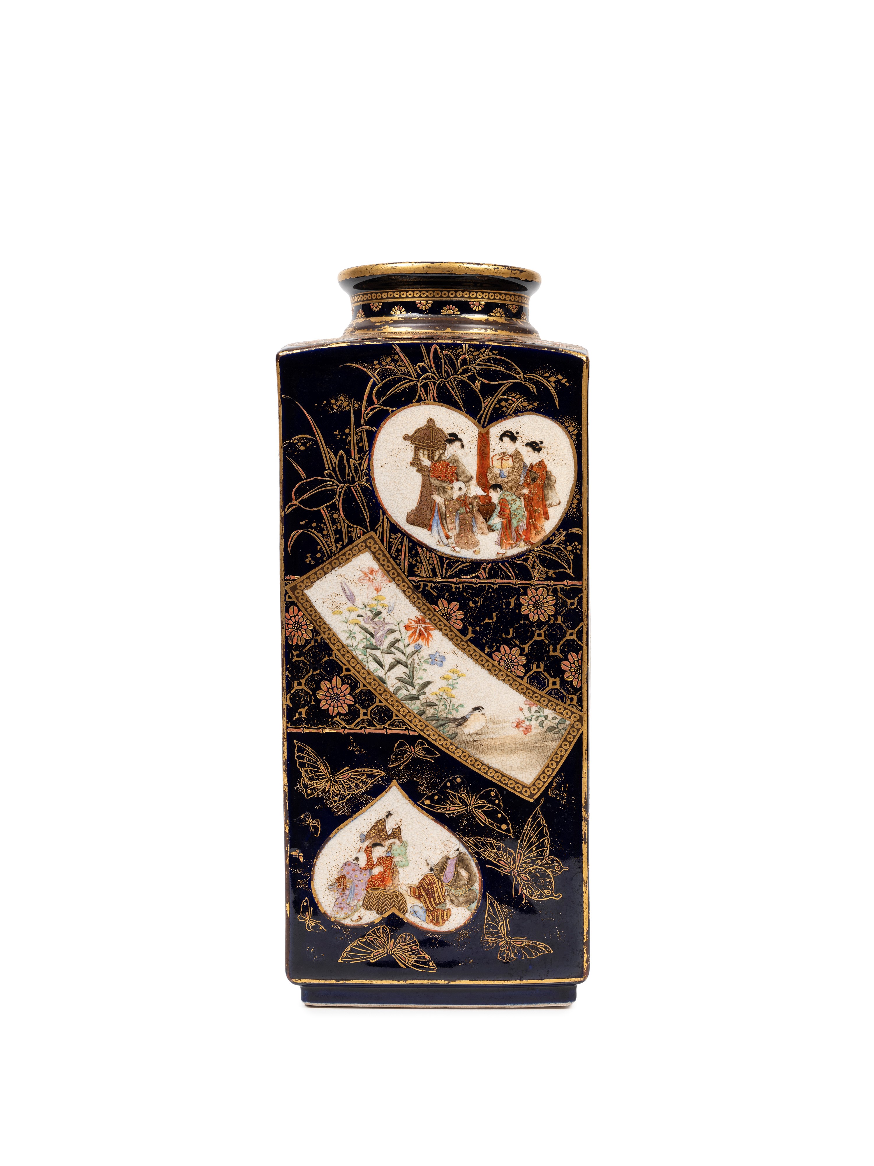 Ryozan, Vaso in ceramica Satsuma, Giappone, periodo Meiji