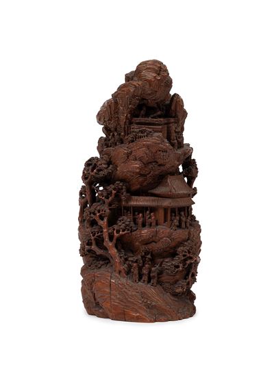 Scultore Cinese, Grande scultura in bambù a forma di montagna