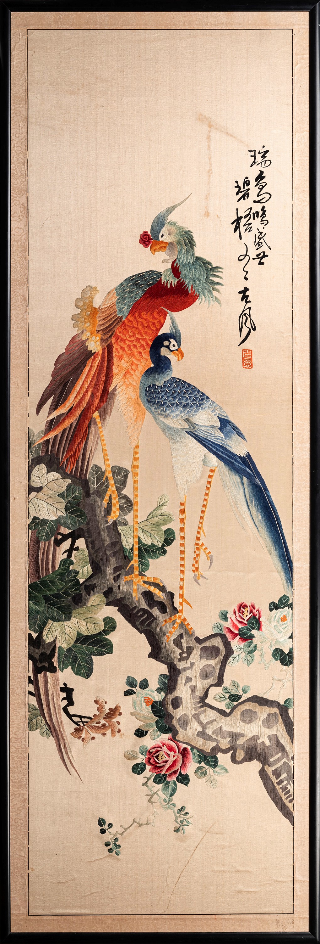 DUE TESSUTI RICAMATI SU SETA