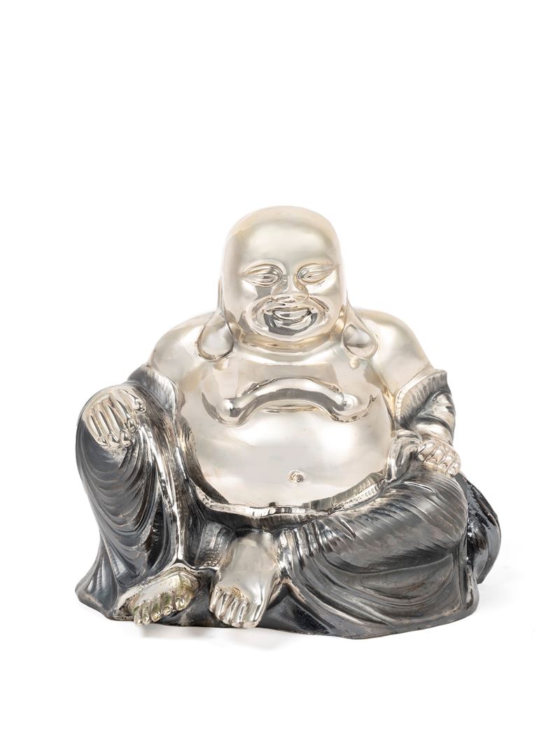 Figura di Buddha, argento 925, h cm 18,5 x l cm 21