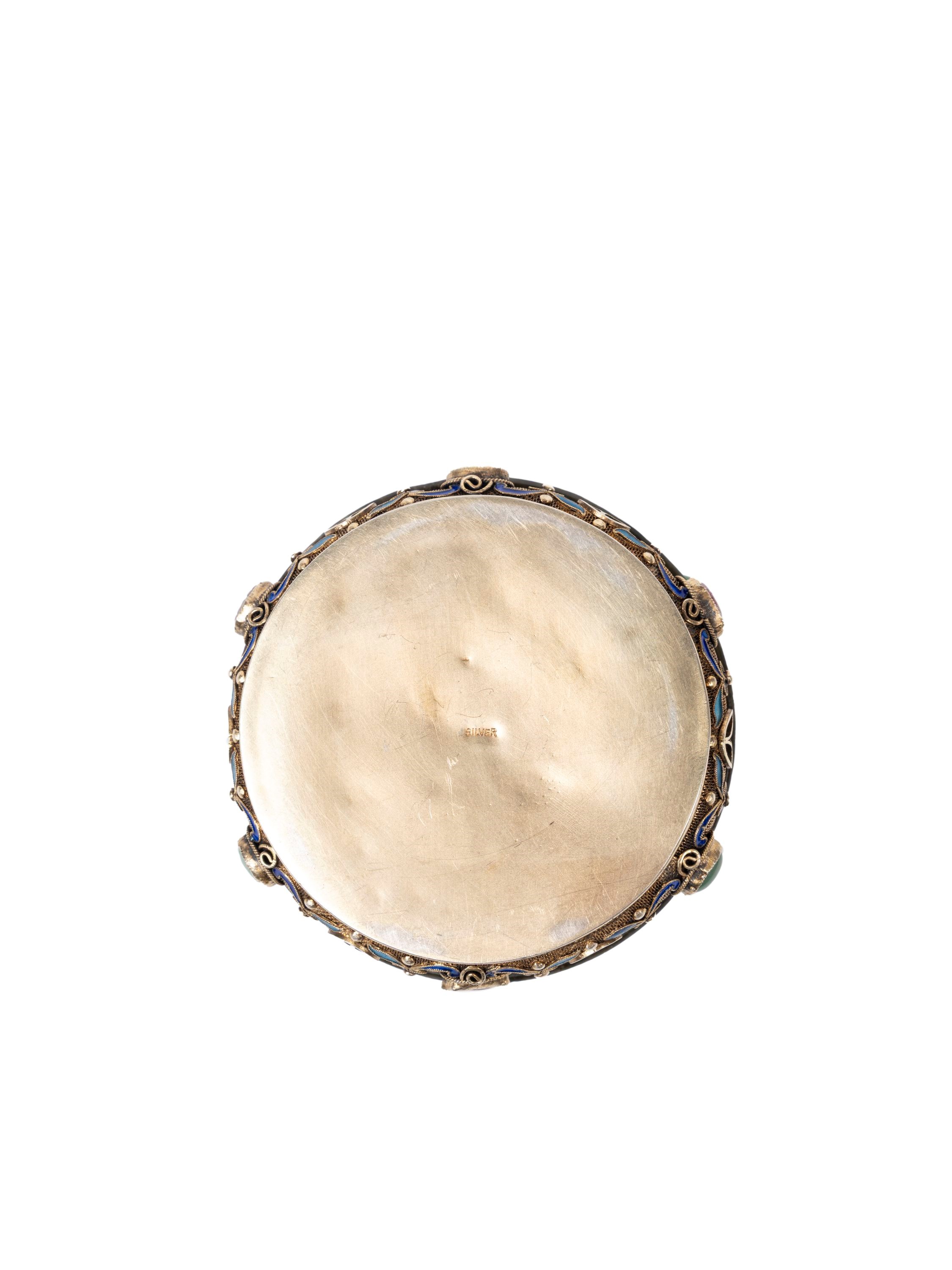 Scatola in argento e giada, con pietre dure, Cina, XX secolo