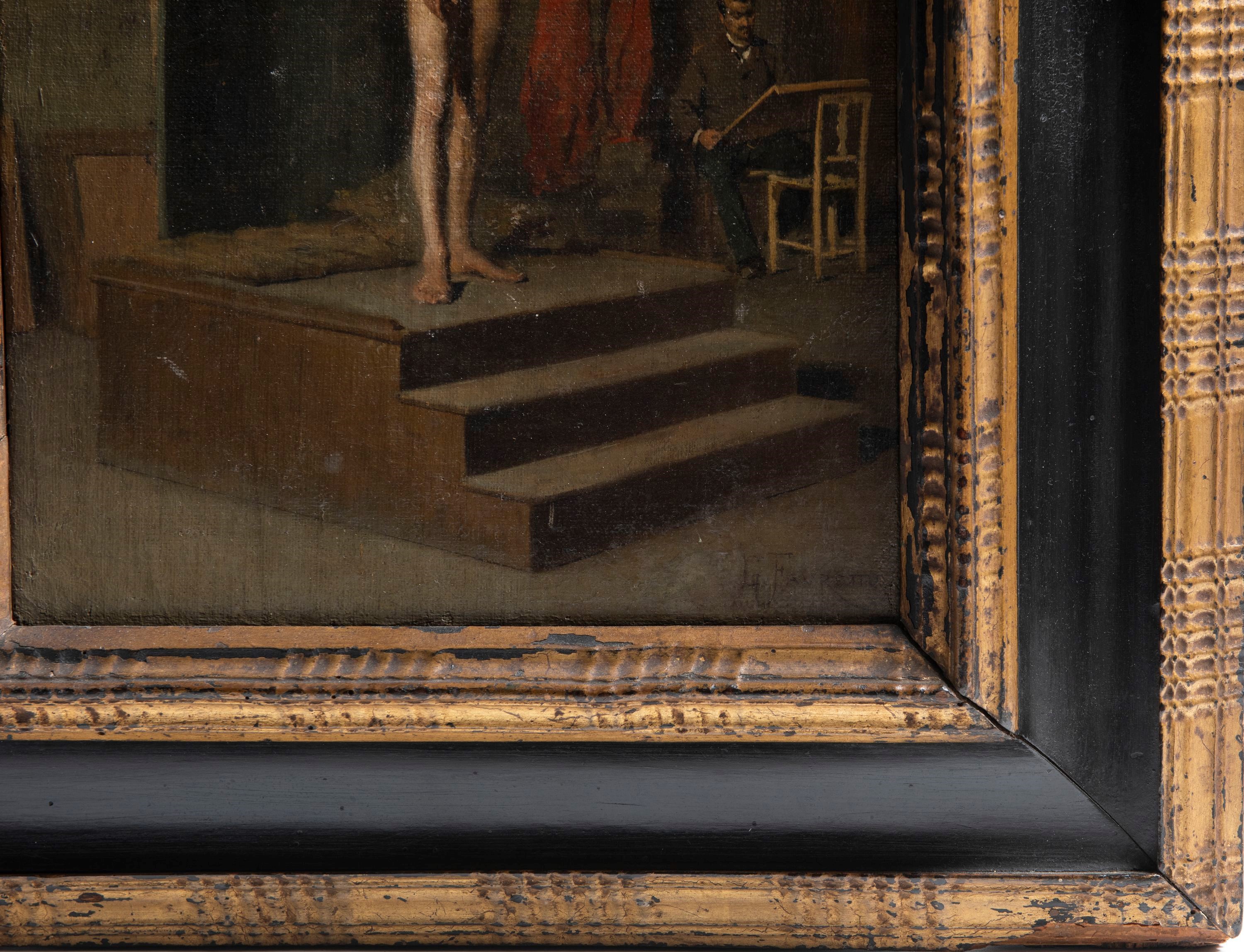 Giacomo Favretto - Nudo virile con fiaccola, olio su tela