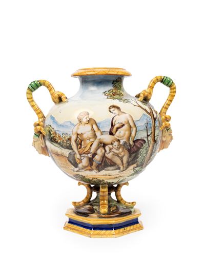 Vaso in ceramica Ginori, Secolo XIX, h 28,5 cm