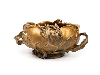 Centrotavola Art Nouveau in bronzo dorato