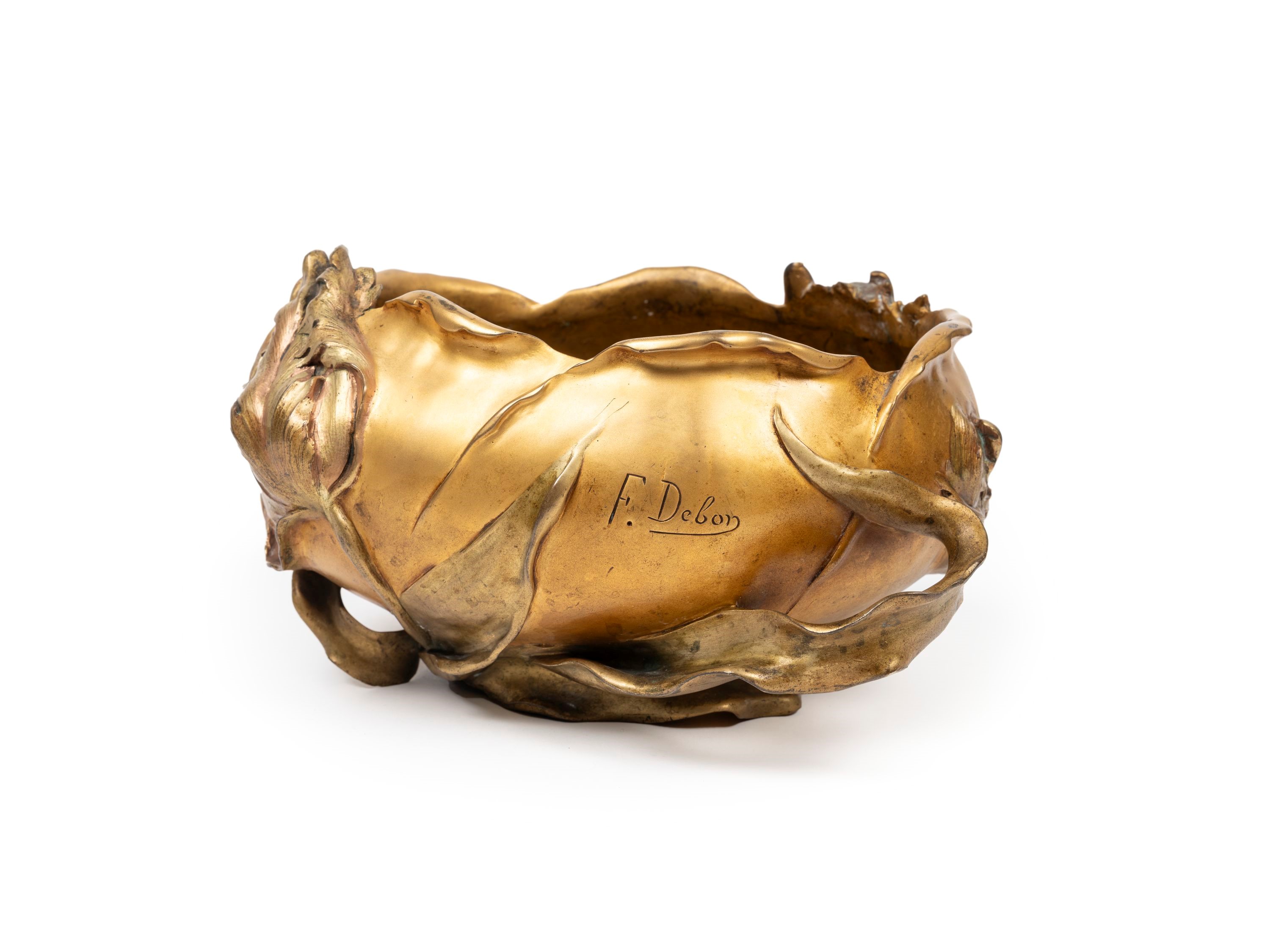 fréDéric Debon - Centrotavola Art Nouveau in bronzo dorato