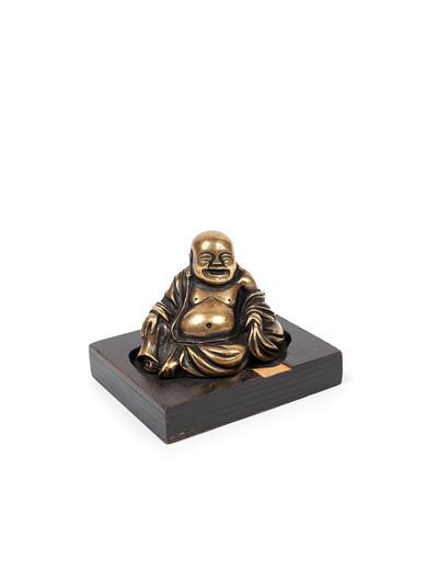Figura di Buddha sorridente in bronzo dorato, Cina, dinastia Qing, XIX secolo