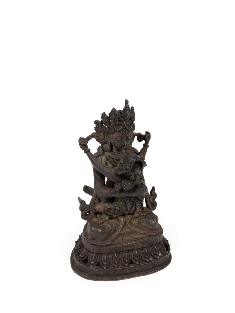 Vajradhara con Vajradakini, scultura in bronzo, Cina, dinastia Qing