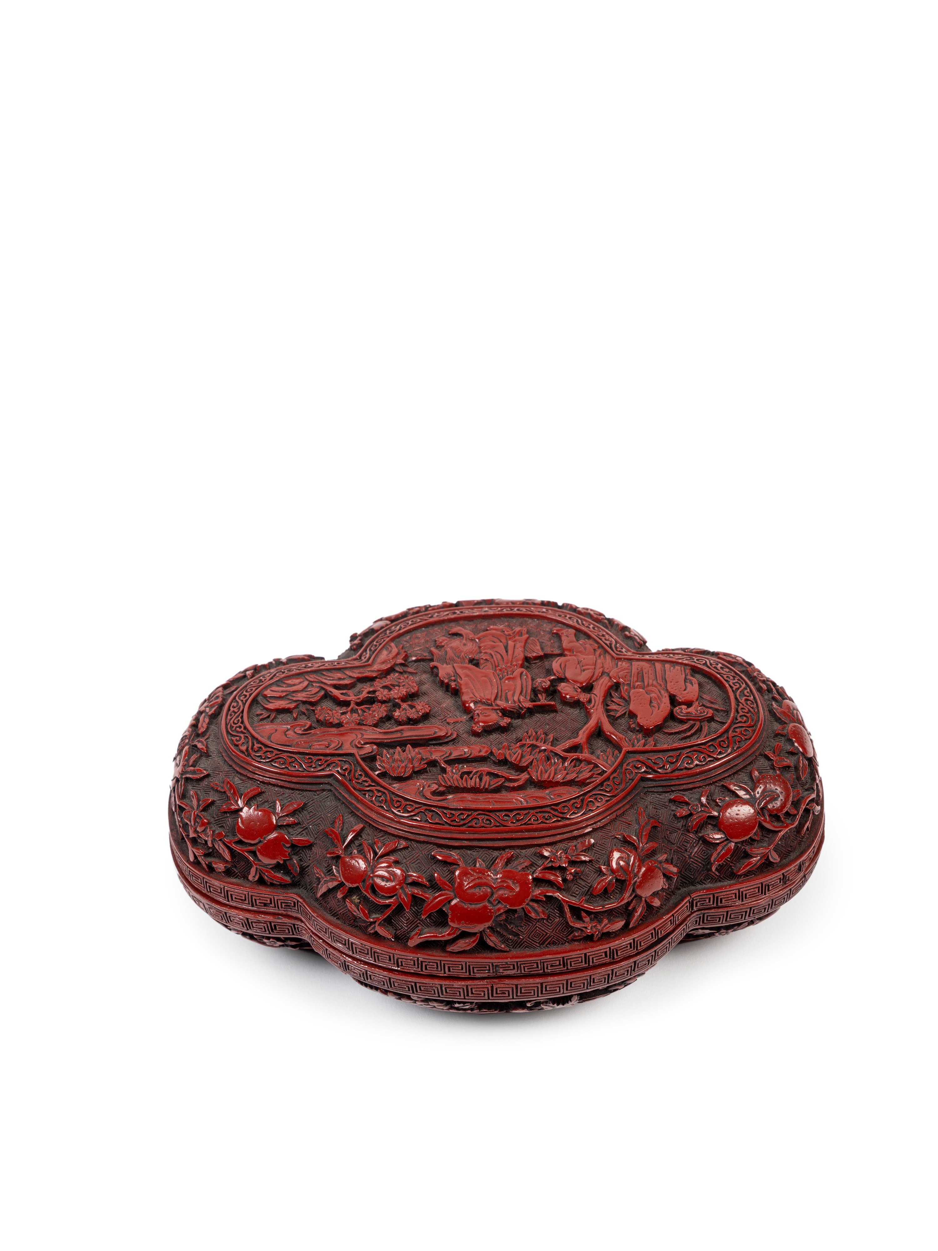Scatola in lacca di cinabro rossa, Cina, dinastia Qing (1644-1911)