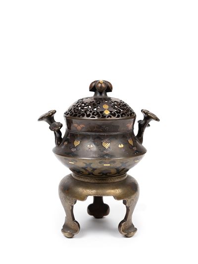 Incensiere tripode in bronzo, Giappone, periodo Meiji (1868-1912)