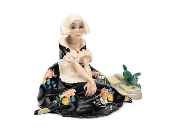 Sandro Vacchetti - Polychrome Earthenware Sculpture Depicting Nostalgia