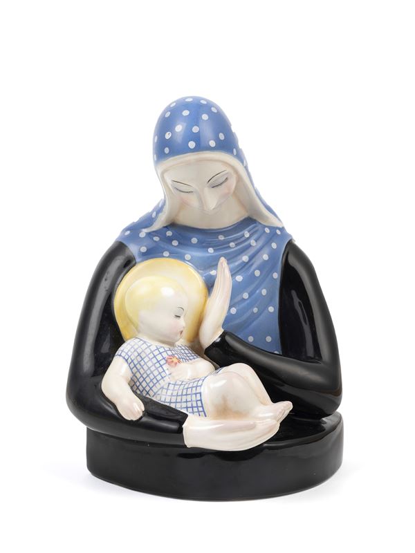 Lenci - POLYCHROME EARTHENWARE SCULPTURE DEPICTING MADONNA