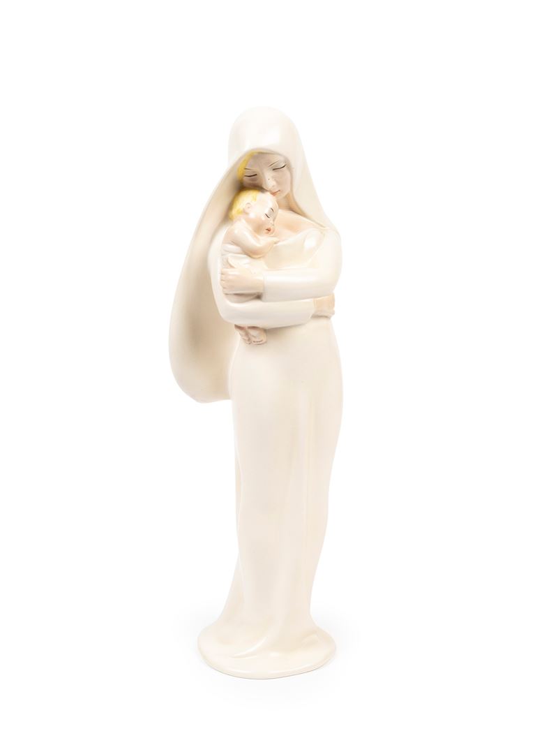 Lenci - Scultura in terraglia policroma raffigurante la Madonna del Vento, Torino, circa 1930