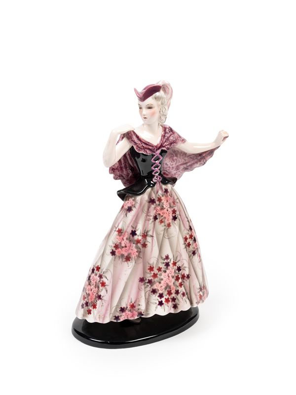 Goldscheider - POLYCHROME EARTHENWARE SCULPTURE DEPICTING LITTLE LADY