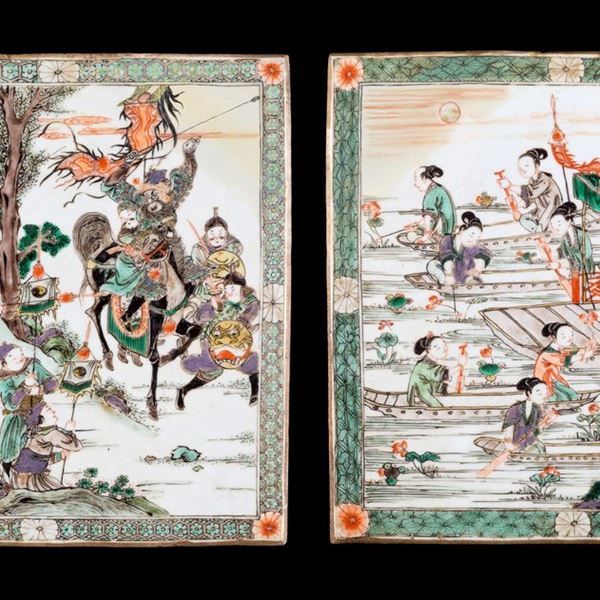 TWO FAMILLE VERTE PLAQUES