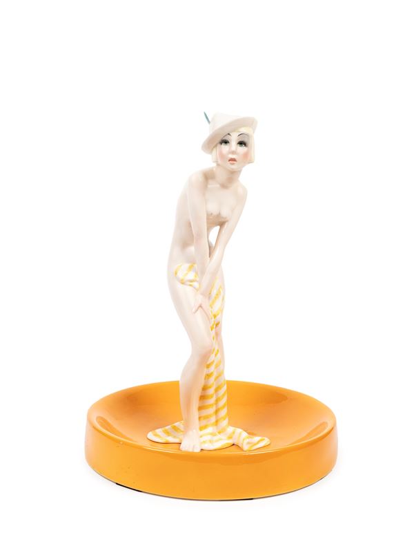 Sandro Vacchetti Essevi - POLYCHROME EARTHENWARE SCULPTURE DEPICTING LITTLE VIOLET GIRL (“MAMMOLINA”)