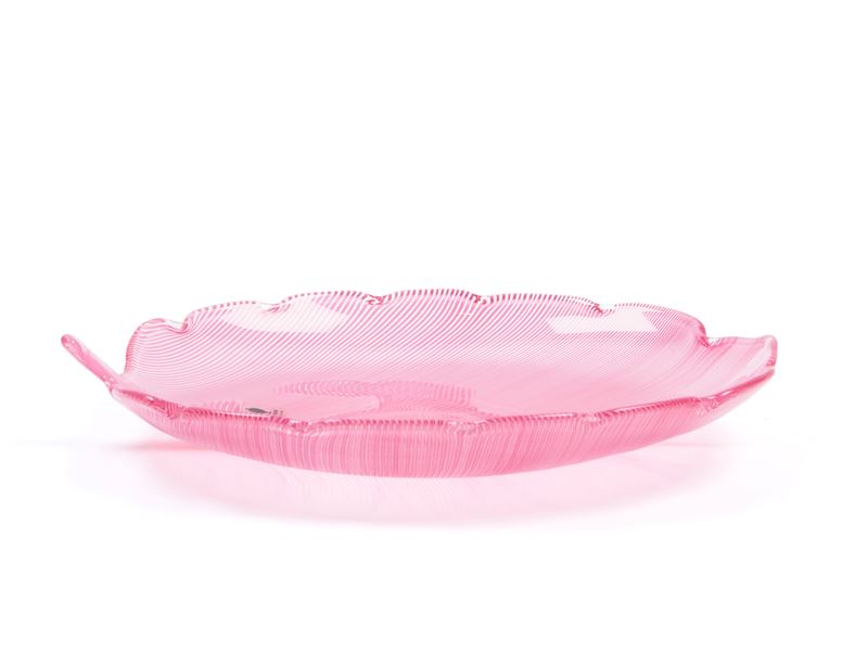 Tyra Lundgren per Venini - Foglia in Vetro Filigranato Rosa