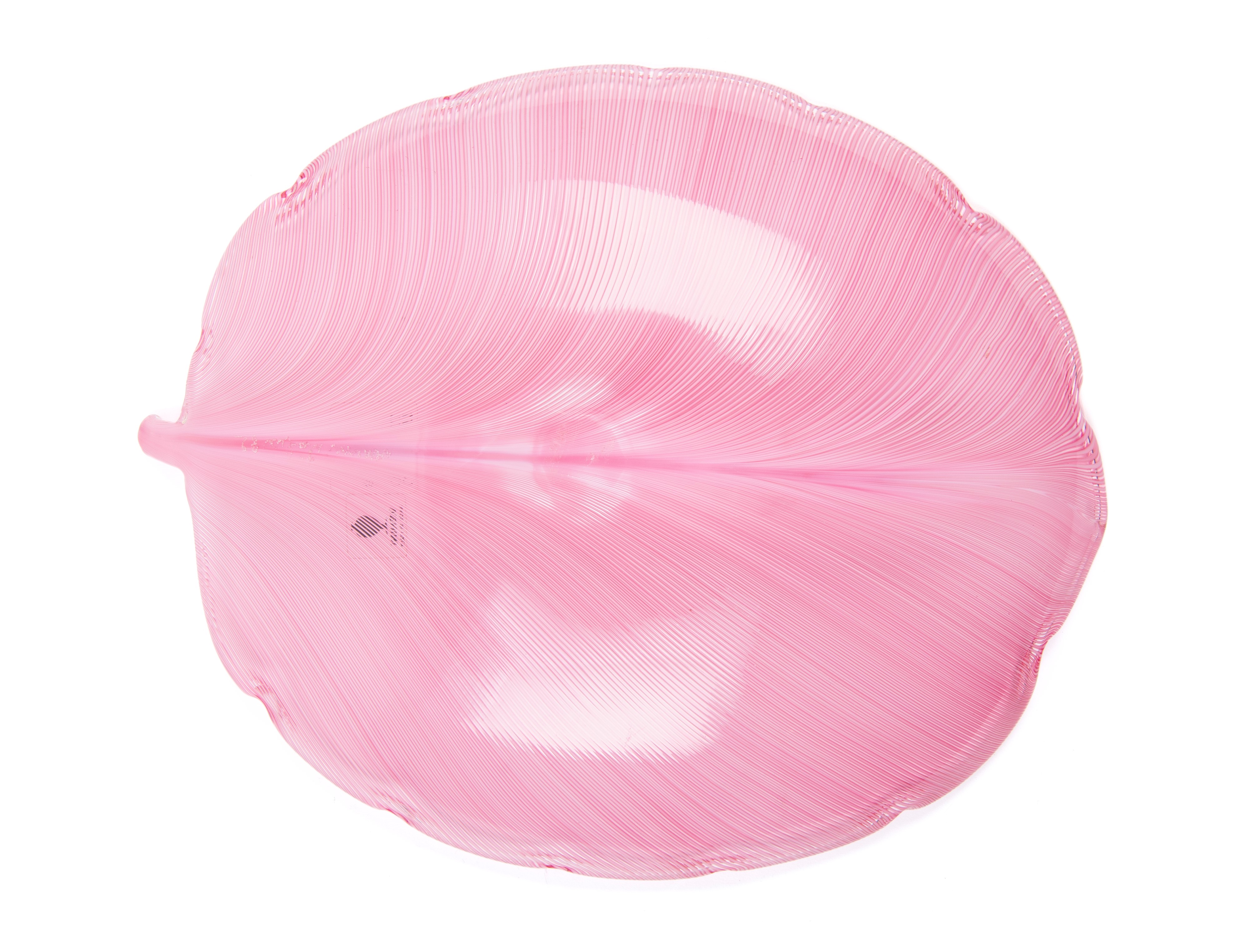 Tyra Lundgren per Venini - Foglia in Vetro Filigranato Rosa