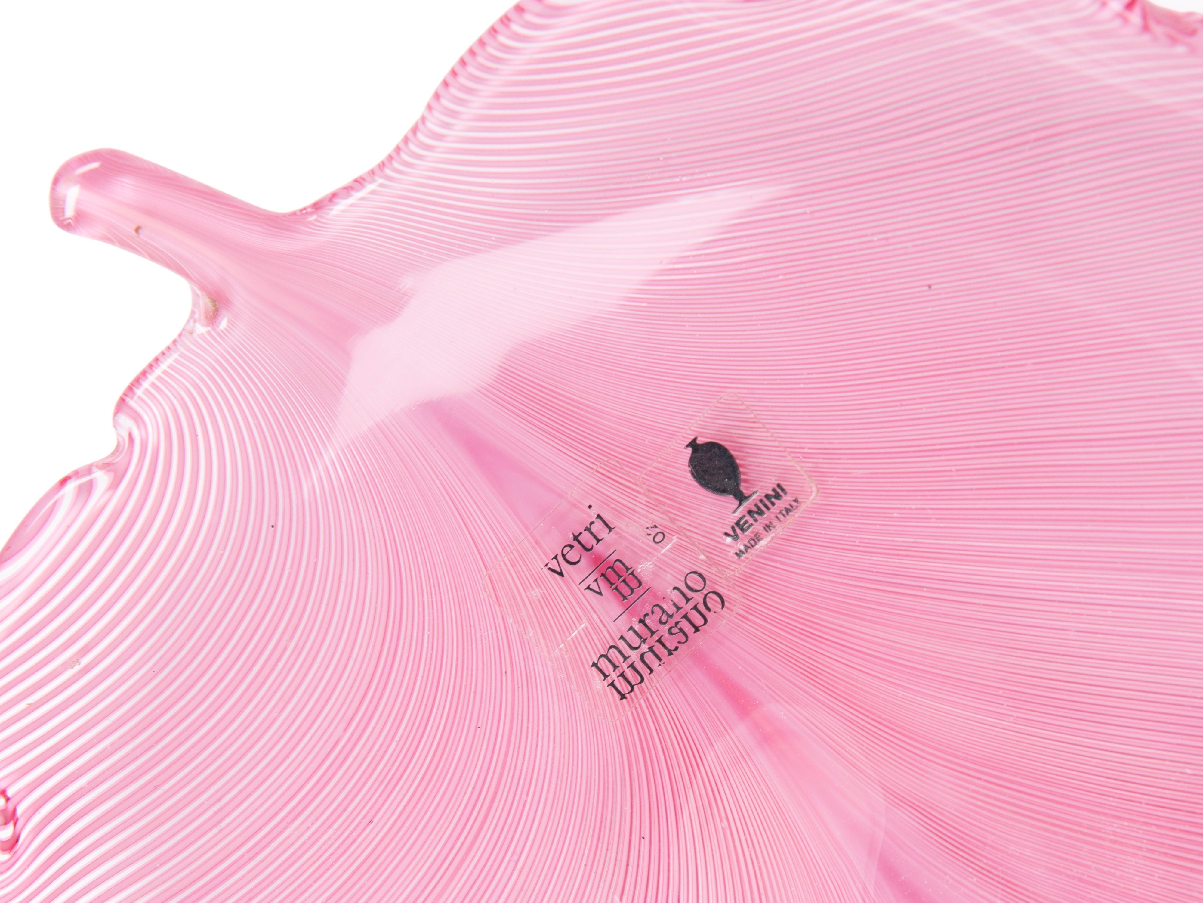 Tyra Lundgren per Venini - Foglia in Vetro Filigranato Rosa
