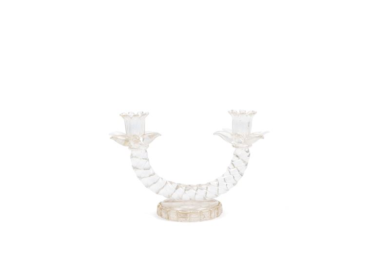 Fratelli Barovier - Candelabro a torchon in vetro, h 16,5 cm, 1930 ca.