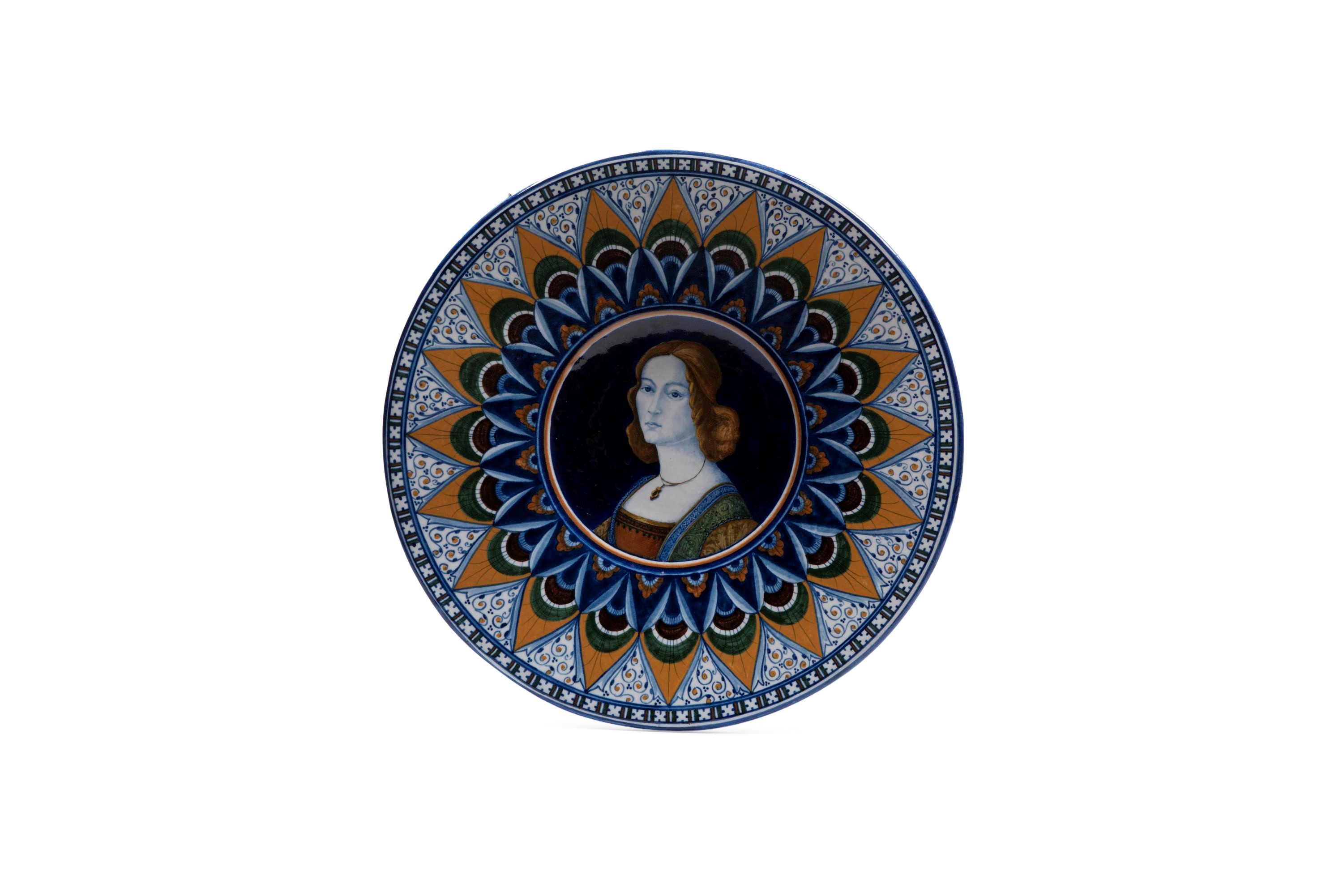 Pietro Melandri - Coppia di piatti da parata in maiolica policroma, Faenza, XX secolo