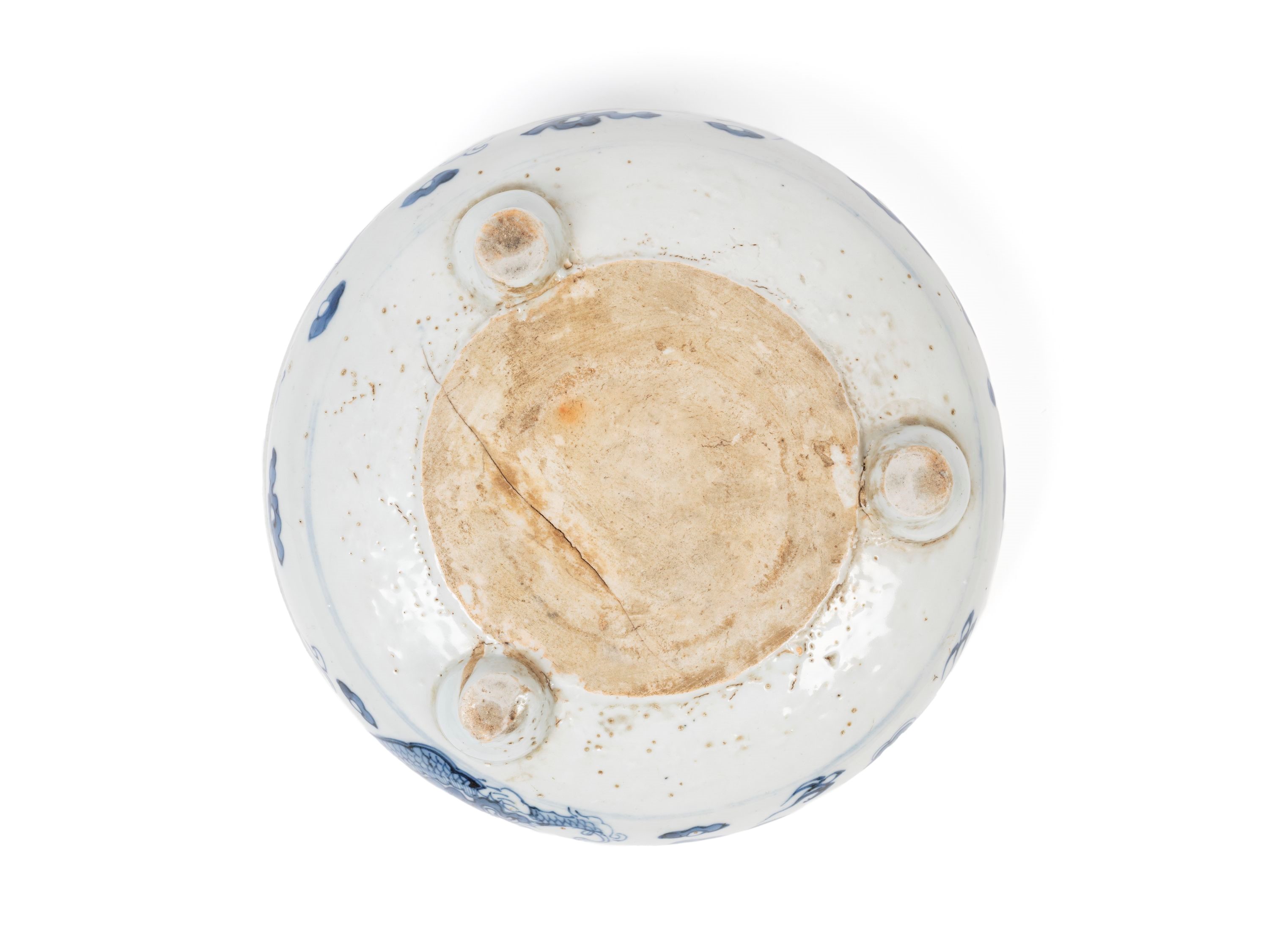 INCENSIERE TRIPODE IN PORCELLANA BIANCO E BLU