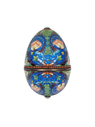 Oggetto d'Arte Decorativa, Uovo in Argento e Smalti, Russia, Inizi XX Secolo