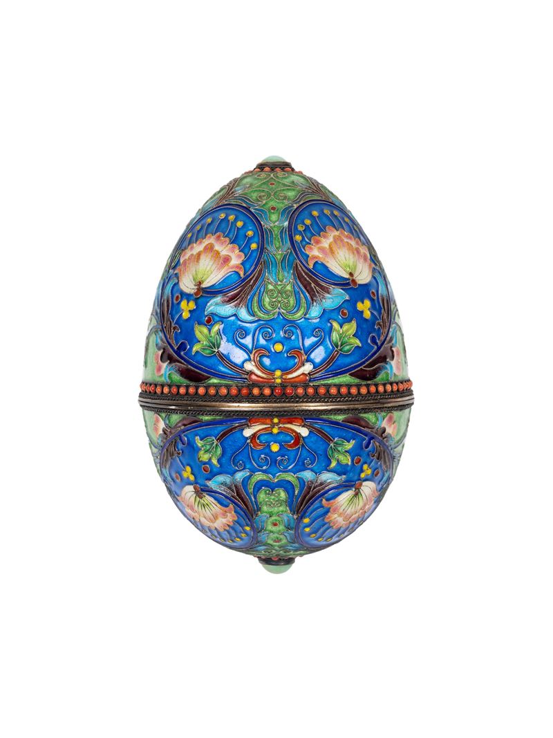 Oggetto d'Arte Decorativa, Uovo in Argento e Smalti, Russia, Inizi XX Secolo