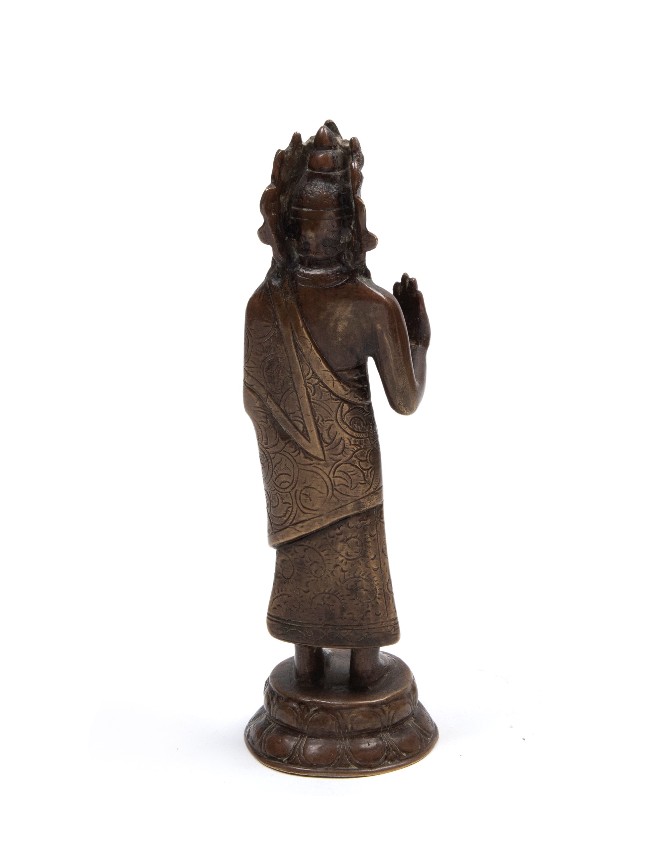 Bodhisattva, bronzo con inserti in argento e rame, Nepal, XIX secolo