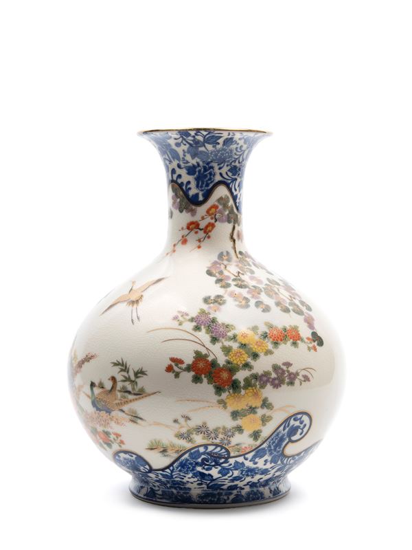 A POLYCHROME PORCELAIN VASE