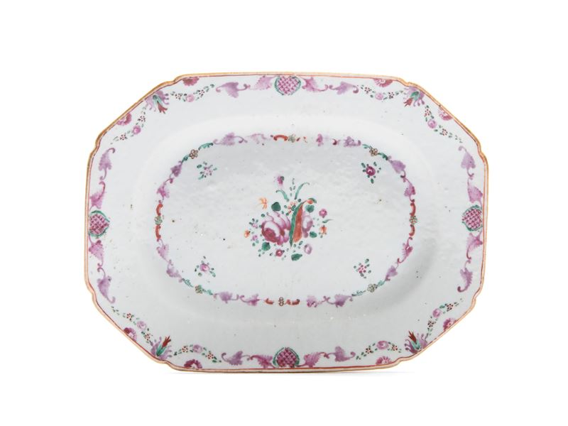 VASSOIETTO EXPORT IN PORCELLANA FAMIGLIA ROSA