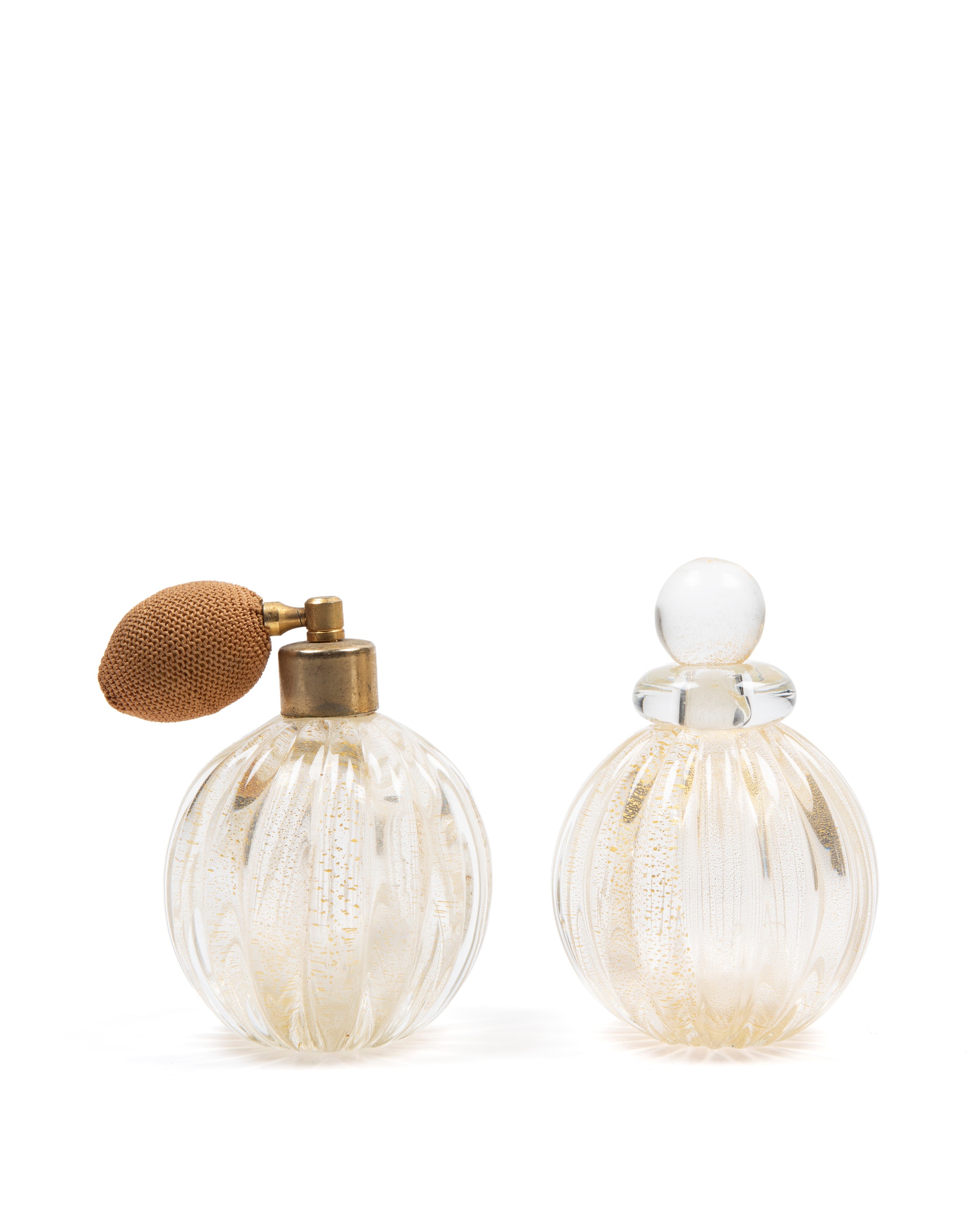 Barovier - Coppia di portaprofumi in vetro dorato