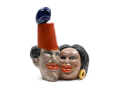 Abissini in ceramica policroma, manifattura MGA