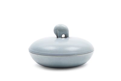 Scatola tonda in ceramica, manifattura Laveno