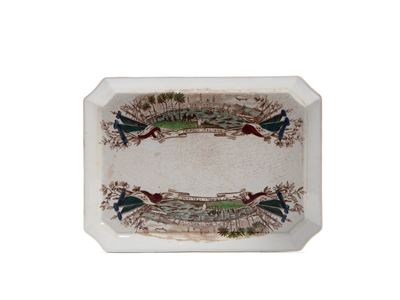 Piattino in ceramica, Paesaggio di Tripoli, Italia, XX secolo