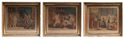 Jean-Jacques-François Le Barbier L'Aîné, Tre incisioni dipinte dalla serie 'Historia del Declive ...
