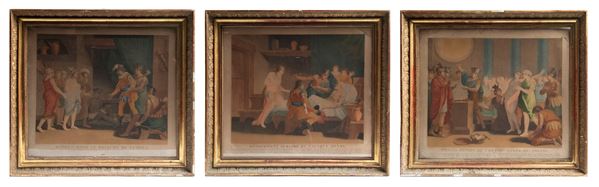 THREE HAND-COLOURED ENGRAVINGS FROM THE SERIES “HISTORIA DEL DECLIVE DEL IMPERIO INCA”