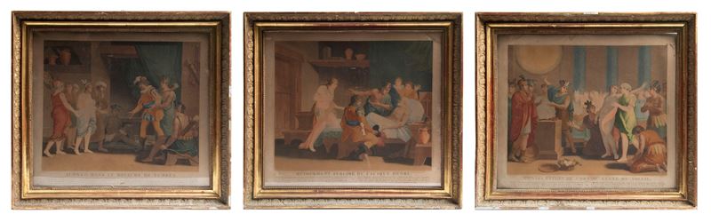 Jean-Jacques-François Le Barbier L'Aîné, Tre incisioni dipinte dalla serie 'Historia del Declive ...
