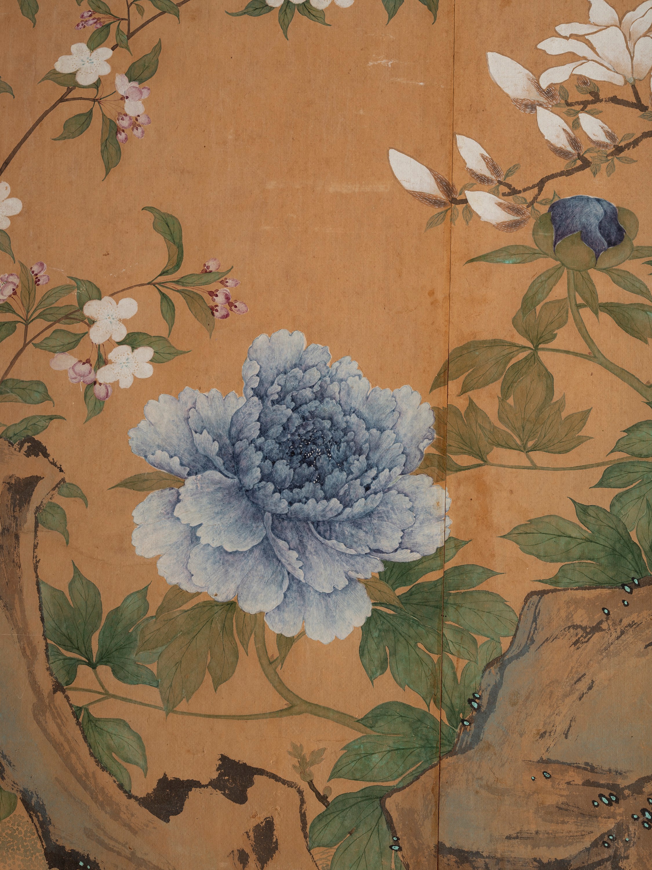 Shen Quan, Dipinto su carta con giardino, sei pannelli